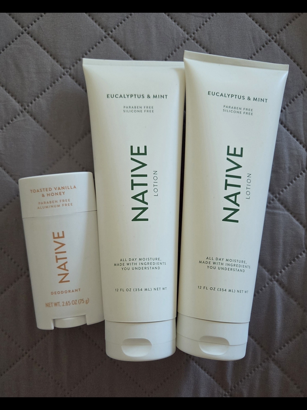 Native Eucalyptus & Mint Lotion (2) + Toasted Vanilla & Honey Deodorant